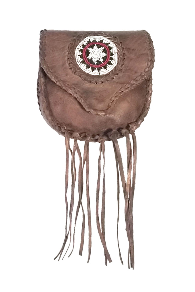 (image for) Sand Beaded and Fringed Leather Belt Clip Bag